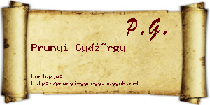 Prunyi György névjegykártya